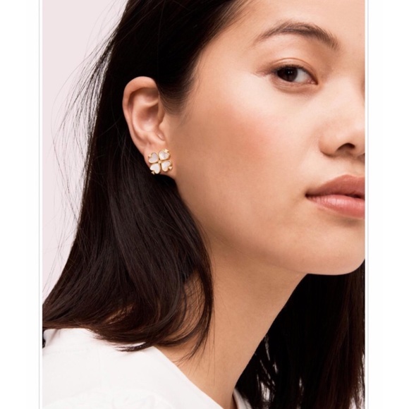 KATE SPADE • Large Legacy Logo Mother of Pearl Spade Earrings - Picture 2 of 6